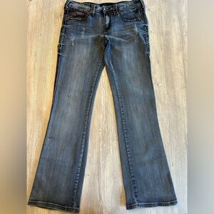 Cowgirl Tuff Co Jeans Womens W 35 L 32 Copper Bling Western Style Flare Sequins.